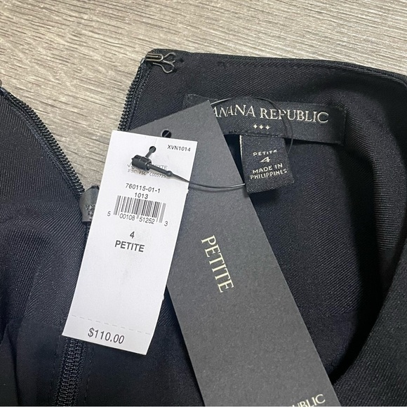 Banana Republic BASIC KNEE LENGTH SHEATH DRESS Black Sleeveless Sz 4 Petite NWT - Picture 7 of 9